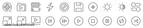 User interface thin line icon set 4 of 4. Symbol collection in transparent background. Editable vector stroke. 512x512 Pixel Perfect.