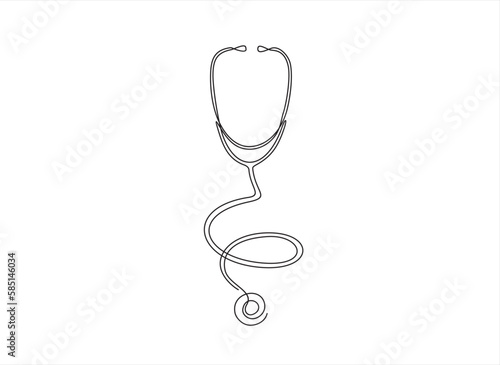 One line continuous drawing design of stethoscope