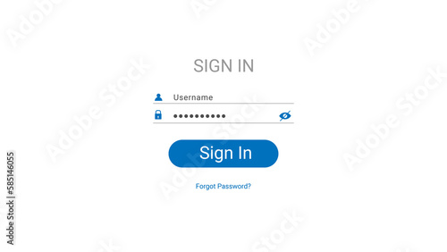 Login screen on the computer. Password entry field, password characters in the form of dots, text forgot password.