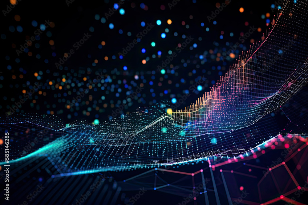 custom made wallpaper toronto digitalAbstract technology big data background concept. Artificial intelligence tech. Big data and cybersecurity. Transfer and storage of data sets, blockchain, server. Colorful background