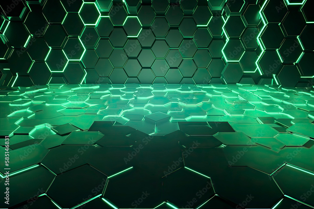 Obraz premium Abstract futuristic surface concept with hexagons. Trendy sci-fi technology background
