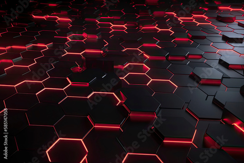 Abstract futuristic surface concept with hexagons. Trendy sci-fi technology background