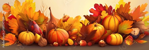 Autumn background. Autumn Horizontal banner and poster  header for website. generative ai