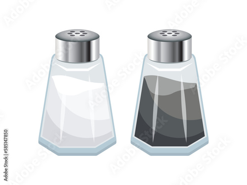 Salt and pepper shaker icon set vector isolated on a white background. Glass salt shaker and pepper shaker icon set vector on a white background