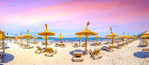 Bild auf Leinwand Strand von Sa Coma, Mallorca, Spanien