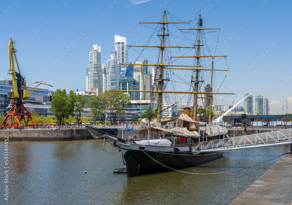 Steamship ARA Uruguay is now a museum docked in the Puerto Madero district of Buenos Aires Argentina