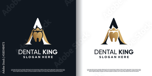 dental logo design vector with letter A concept premium vector