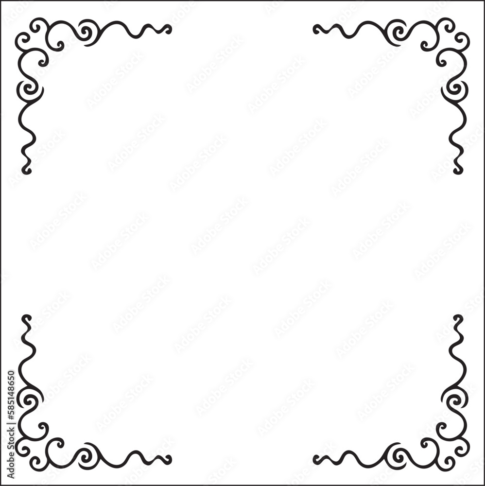 Elegant black and white monochrome ornamental border for greeting cards, banners, invitations. Vector frame for all sizes and formats. Isolated vector illustration. Elegant black and white monochrome ornamental border for greeting cards, banners, invitations. Vector frame for all sizes and formats. Isolated vector illustration.