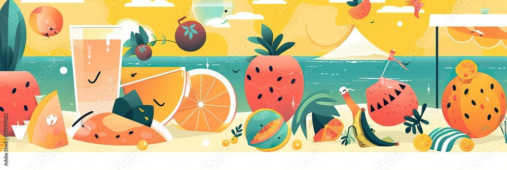 Summer background, Summer tropical sea beach background. Horizontal banner and poster, header for website. generative ai Summer background, Summer tropical sea beach background. Horizontal banner and poster, header for website. generative ai