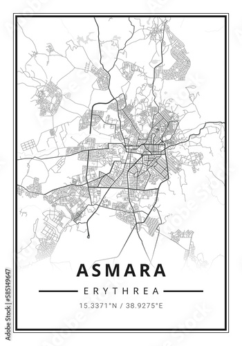 Street map art of asmara city in erythrea  - Africa