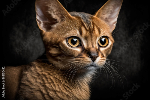 Captivating Havana Brown Breed Cat Image on a Dark Background - Explore the Distinctive Features of this Elegant Feline