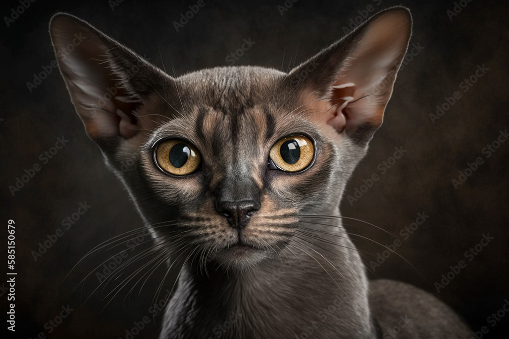 Majestic Javanese Breed Cat on Dark Background - A Stunning Feline with Unique Traits