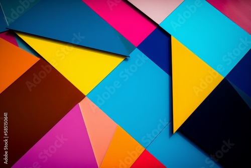 Abstract Geometric Shapes  A photograph that features abstract geometric shapes in bright colors that create a sleek and modern design. Generative AI