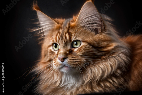 Gorgeous LaPerm Breed Cat on Dark Background - A Perfect Blend of Curly Cuteness and Playful Personality photo