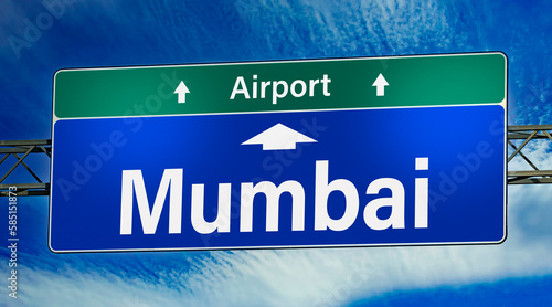 Road sign indicating direction to the city of Mumbai