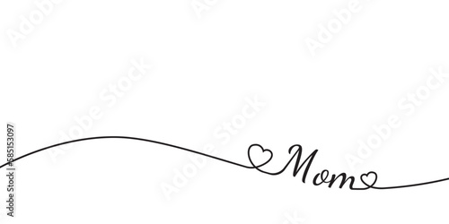 simple line art outline of mother's day with love. eps 10