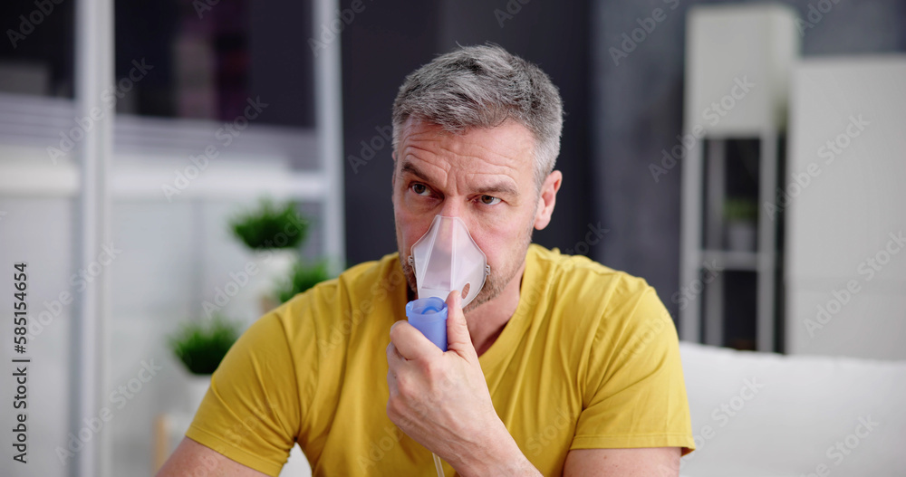 Asthma Patient Breathing Using Oxygen Mask Asthma Patient Breathing Using Oxygen Mask