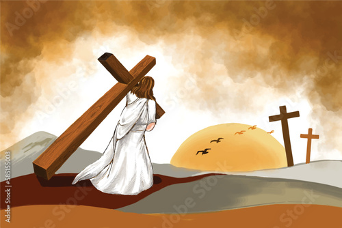 .Good friday background concept with jesus cross card background
