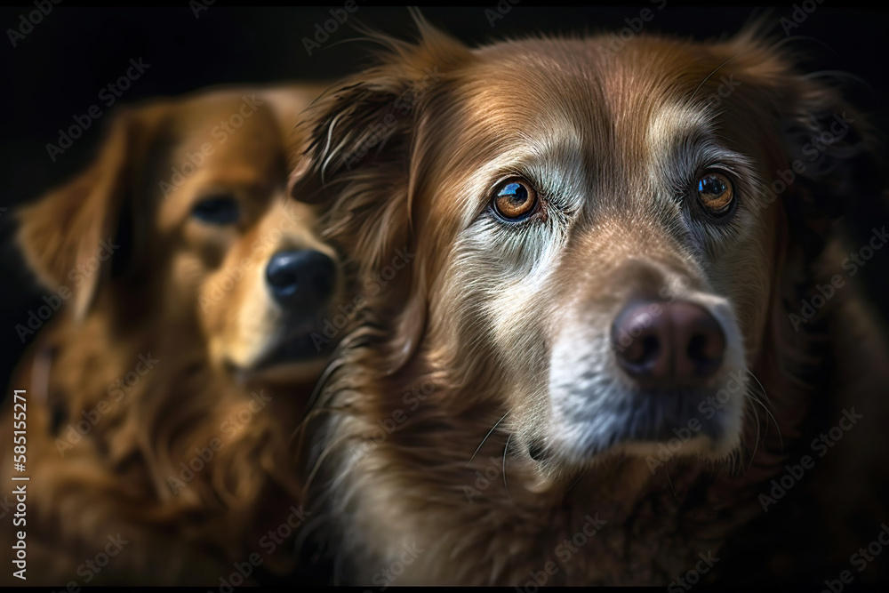 Close up cute dog portrait. AI generated illustration. Close up cute dog portrait. AI generated illustration.