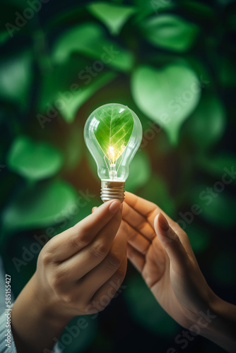 earth day conception. Bulb in hand