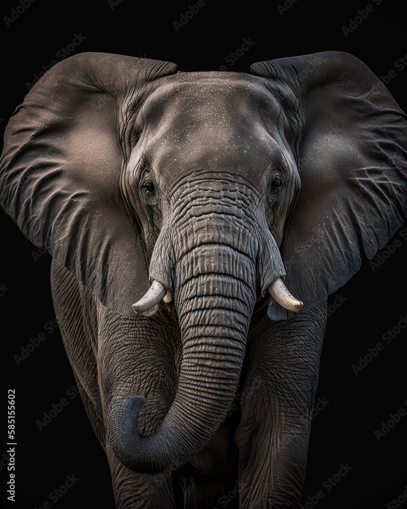 Generated photorealistic portrait of an elephant 