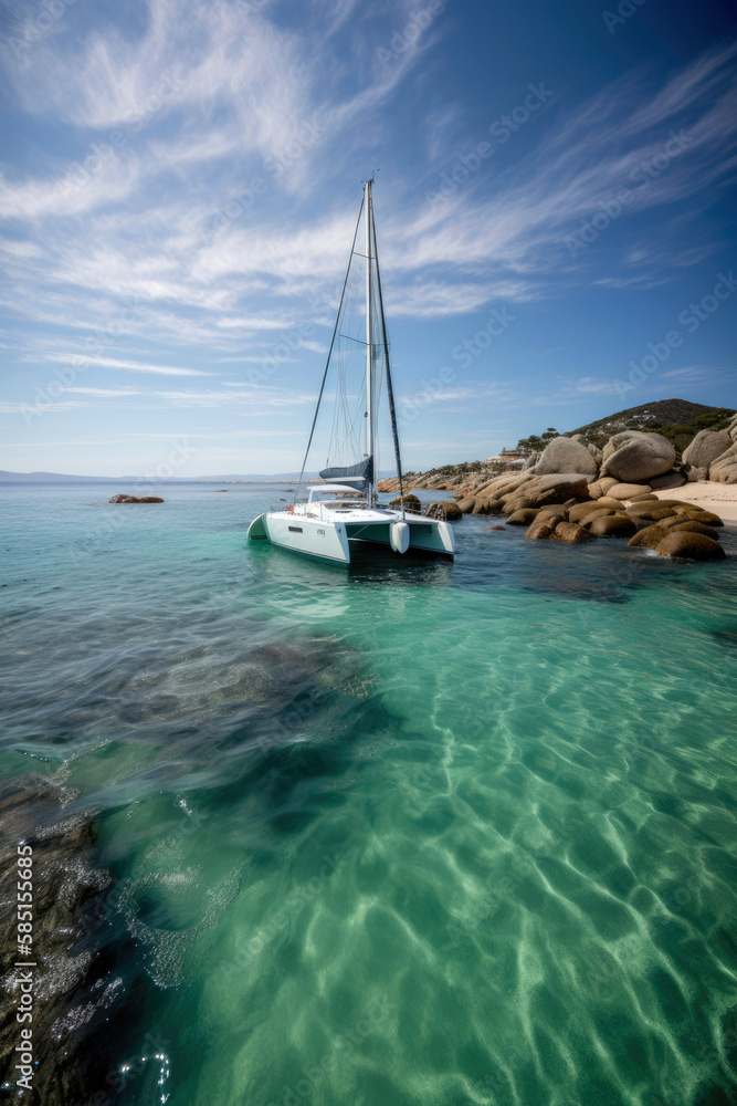 Catamaran navigating. Generative AI