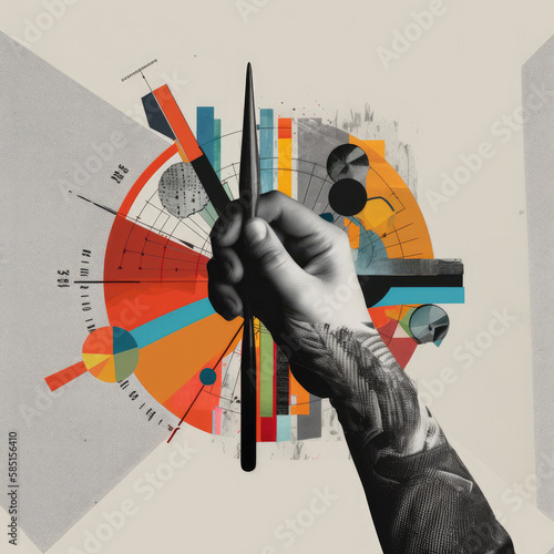 The concept of financial creativity, a hand holding stationary