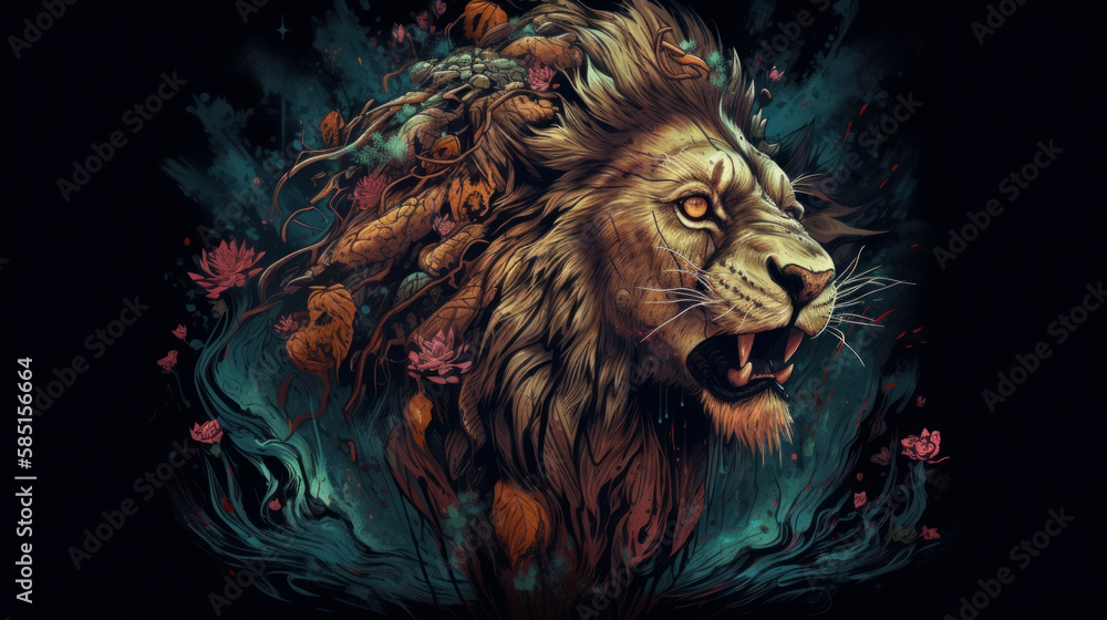 Amazing illustration of a lion head