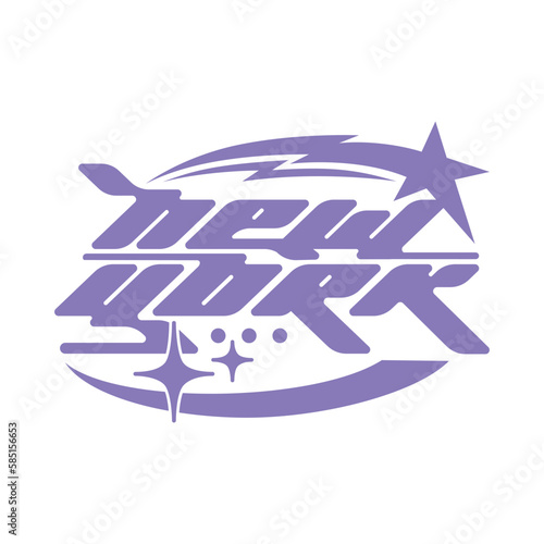 New york america y2k streetwear cyber style colorful slogan typography vector design icon illustration. Tshirt, poster, banner, fashion, slogan shirt, sticker, flyer