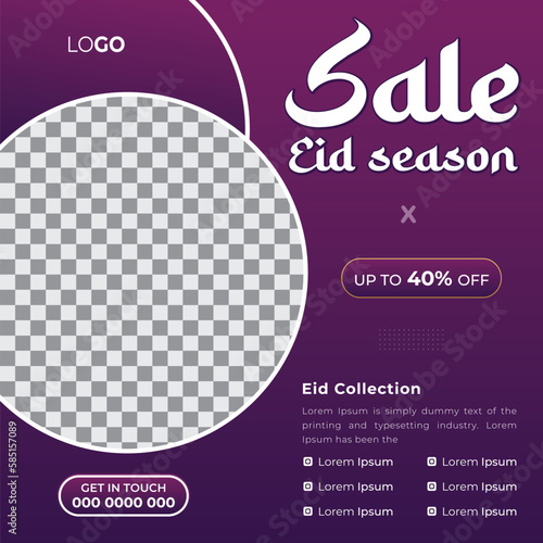 Ramadan Kareem Luxury Eid Mubarak Fashion Sale Social Media Sale Post, Islamic Ornament Background, Social Media Banner Web Banner Discount Post, Square Flyer Template With Photo Space
