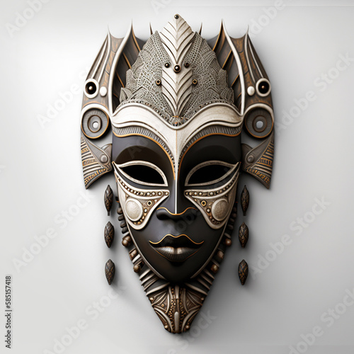 Traditional African mask on white background