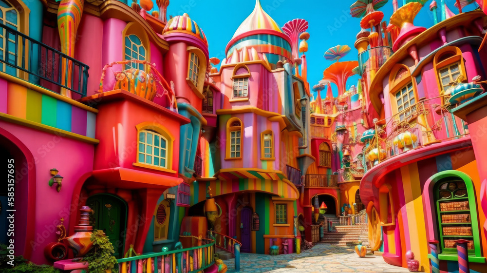 Extreme stylish fantasy environment as imagined by kids - made with Generative AI