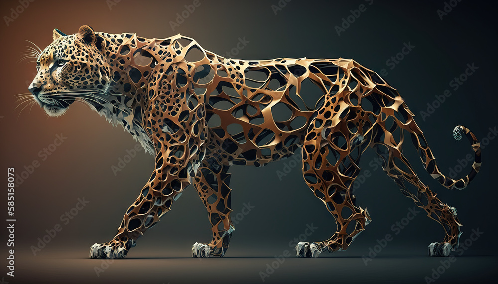 Leopard animal abstract wallpaper. Contrast background panthera in vivid  colors generative ai Stock Illustration
