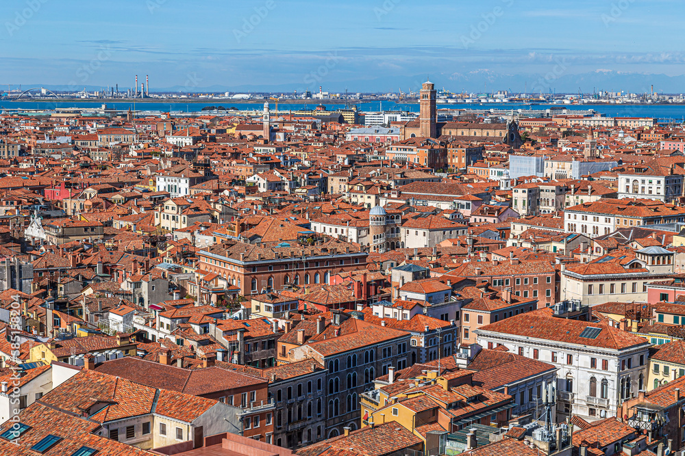 Venice panorama with rooftops in  background. Venice, Italy