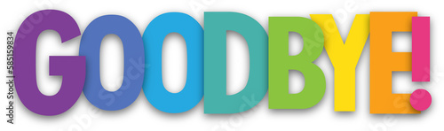 GOODBYE! colorful typography banner on transparent background