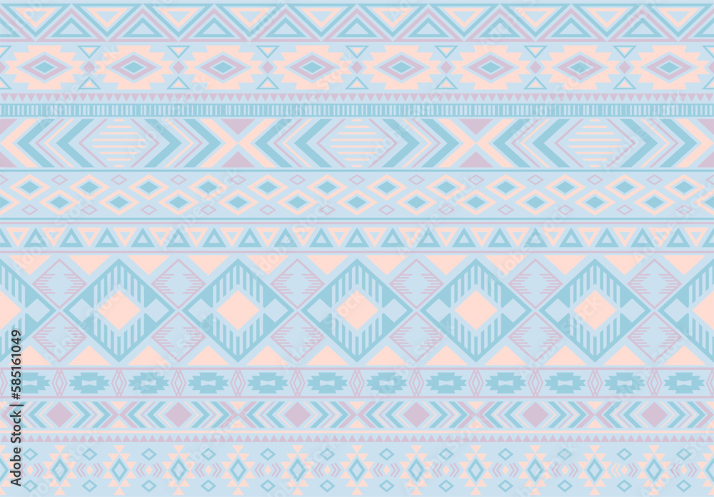 Boho pattern tribal ethnic motifs geometric seamless vector background. Fashionable boho tribal motifs clothing fabric textile print traditional design with triangle and rhombus shapes.