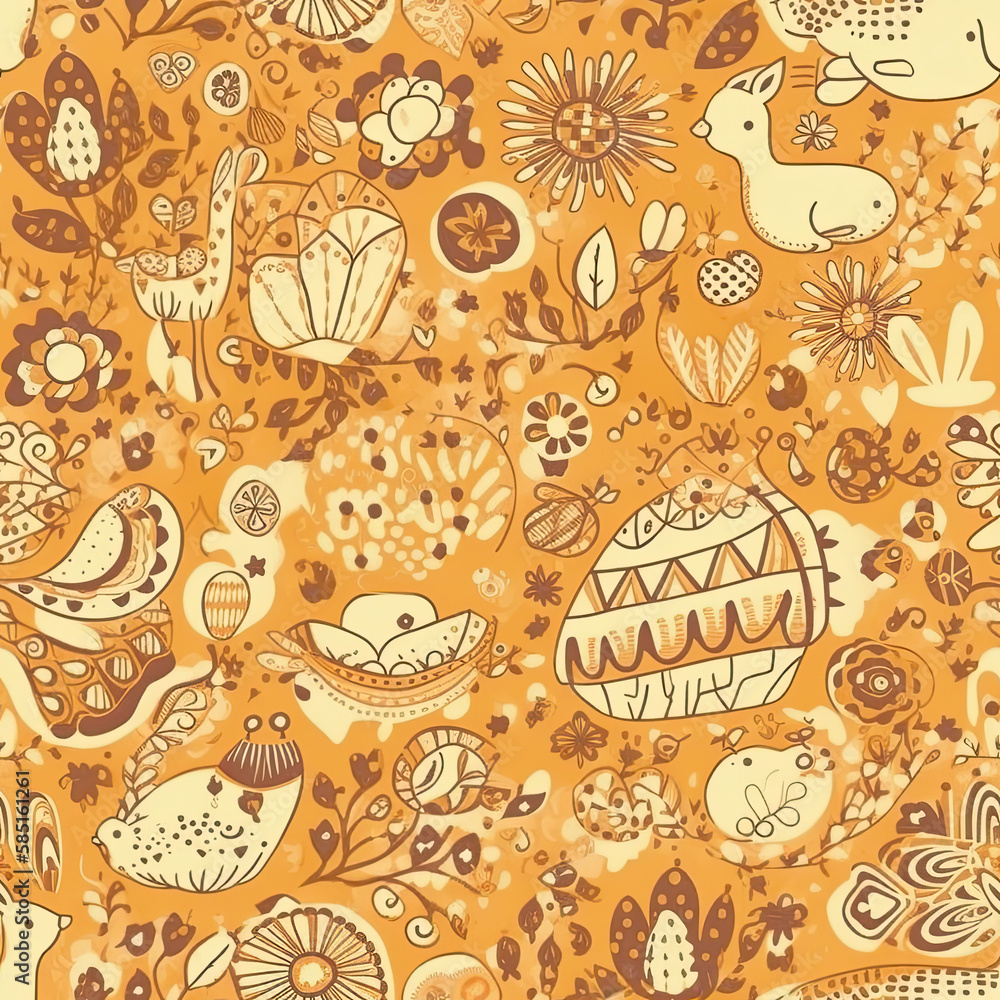 Easter sunshine seamless pattern with sunny warm weather. AI generated. Easter sunshine seamless pattern with sunny warm weather. AI generated.