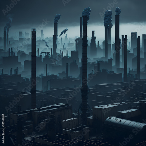 contaminacion de chimeneas de fabricas arrojando mucho humo