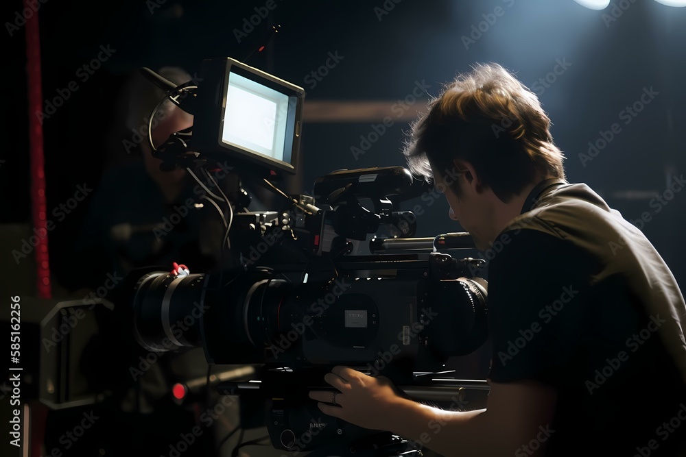 A man looking through a camera - Generative AI A man looking through a camera - Generative AI