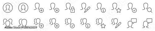 User interface and avatars thin line icon set. Symbol collection in transparent background. Editable vector stroke. 512x512 Pixel Perfect.