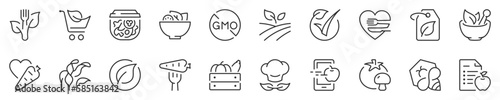 Healthy, organic food and diet thin line icon set. Symbol collection in transparent background. Editable vector stroke. 512x512 Pixel Perfect.