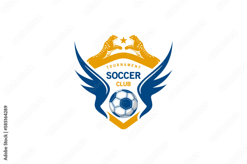 Soccer logo design, cheetah and wings modern football team vector ...