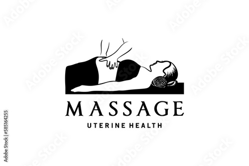 Pregnant woman massage logo design for fetal health with creative concept