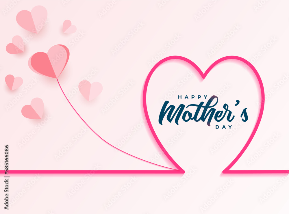 Happy mothers day background design with paper heart on pink background Happy mothers day background design with paper heart on pink background