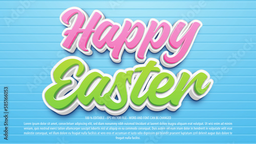 Happy easter 3d bold editable text effect