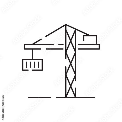 Cargo port line icon air, sea, rail freight terminal, storage. Delivery container shipping