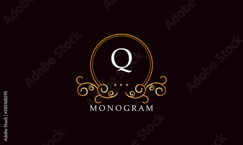 Luxury vector initial letter Q monogram. Vintage logo, retro sign, company brand.