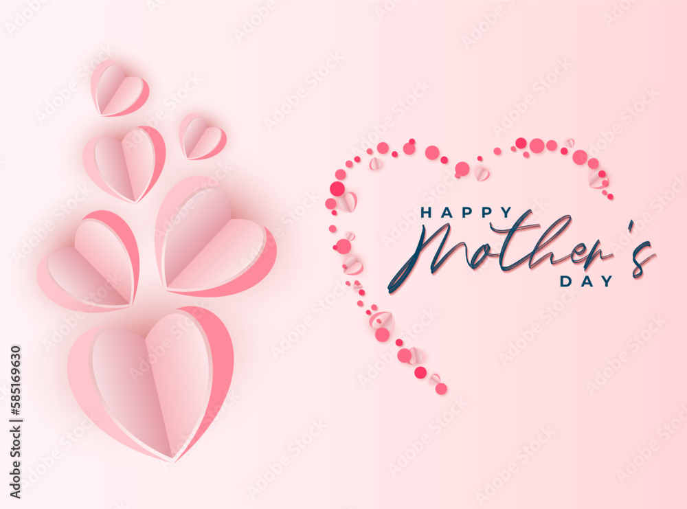 Happy mothers day background with paper hearts Happy mothers day background with paper hearts