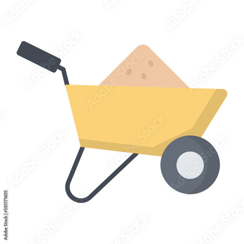 Wheel Barrow Flat Icon