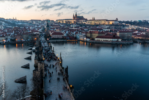 View of Prague castle and Charles bridge in Prague, Czech Republic © Matyas Rehak